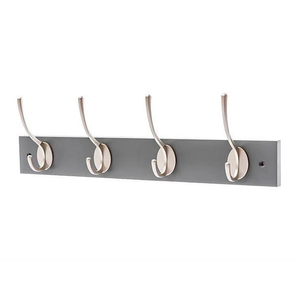 4 Hook Board Grey Satin Nickle Hooks 460 X 80 X 17