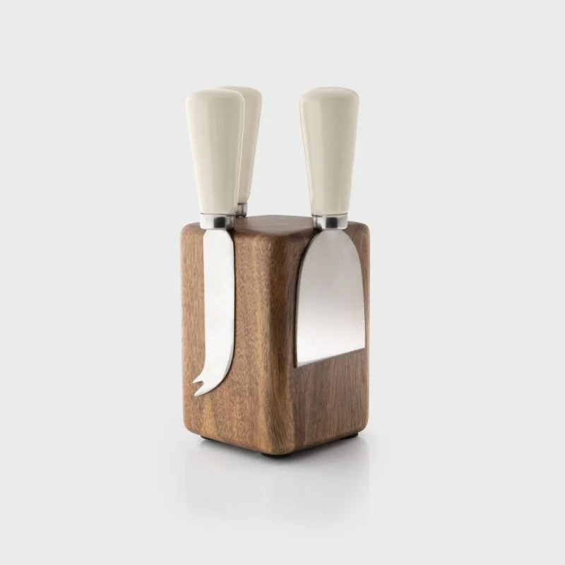 4 Piece Ceramic Cheese Set - Cream & Magnetic Black - Image 4