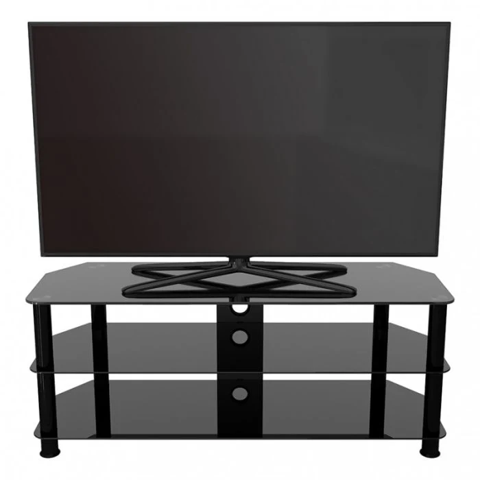 Alphason 1250mm Classic Corner Glass TV Stand for Up to 60" TV - Black