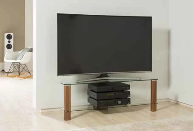 Alphason Century 1500mm TV Stand Walnut & Clear Glass