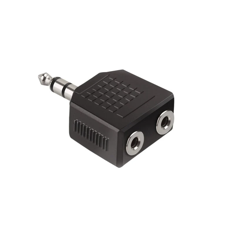 Audio splitter jack 3,5 mm stereo male to 2 x jack 3,5 mm stereo female.nickel plated