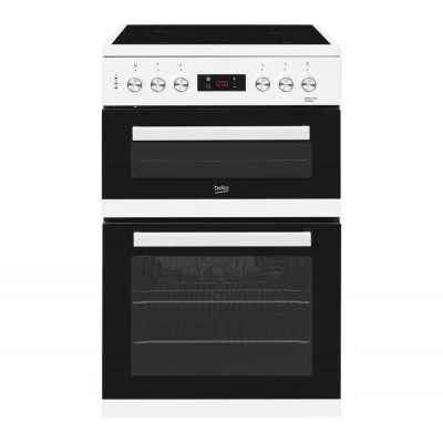 Beko Freestanding 60cm Double Oven Electric Cooker KDC653W White - Image 2