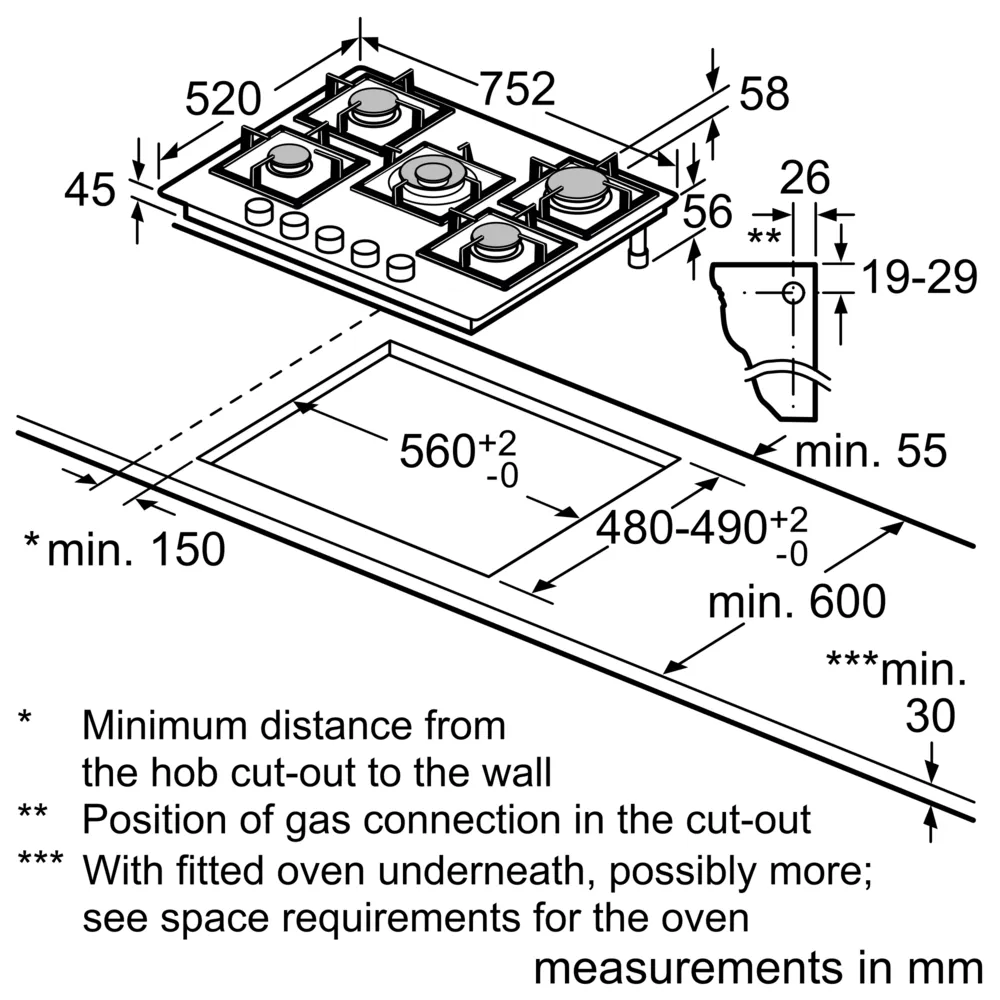 Bosch PPQ7A6B90 Flame Select Gas on Glass Hob 75cm - Image 7