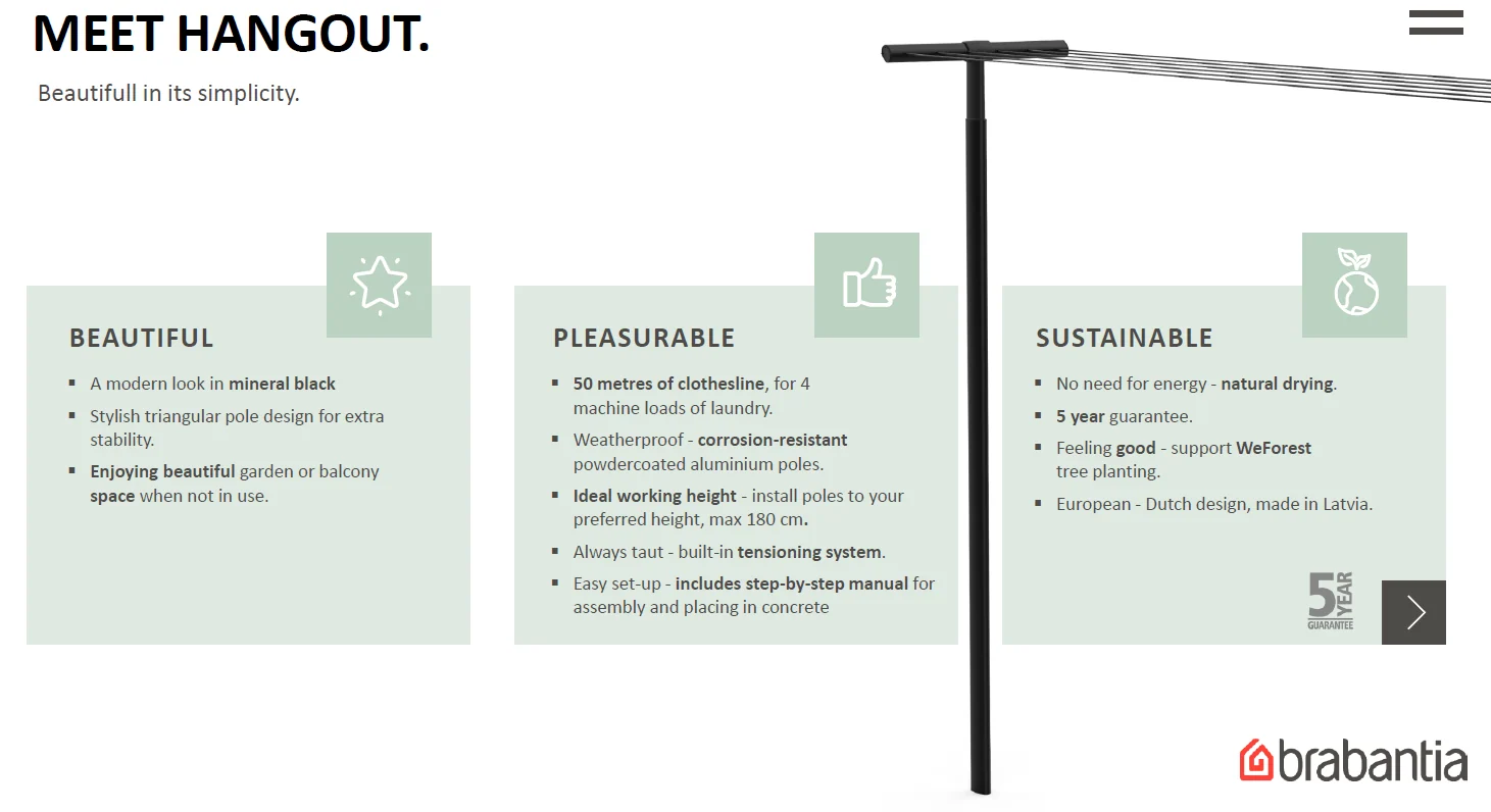 Brabantia Hangout Washing Clothes Lines With Poles 50M - Image 2