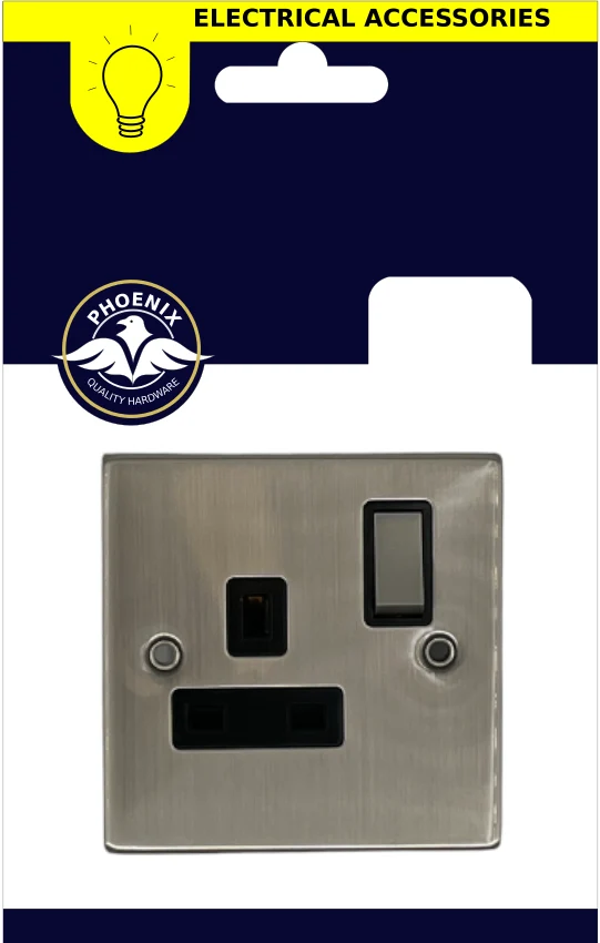 Chrome Nickel 1 Gang Double Pole Switched Socket