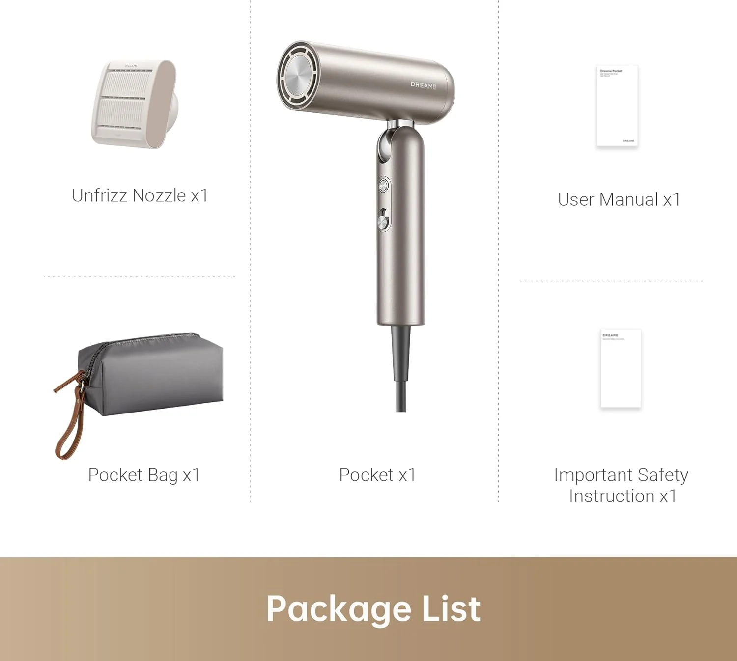 Dreame Pocket High-Speed Hair Dryer - Gold | AHD51-GOLD - Image 7