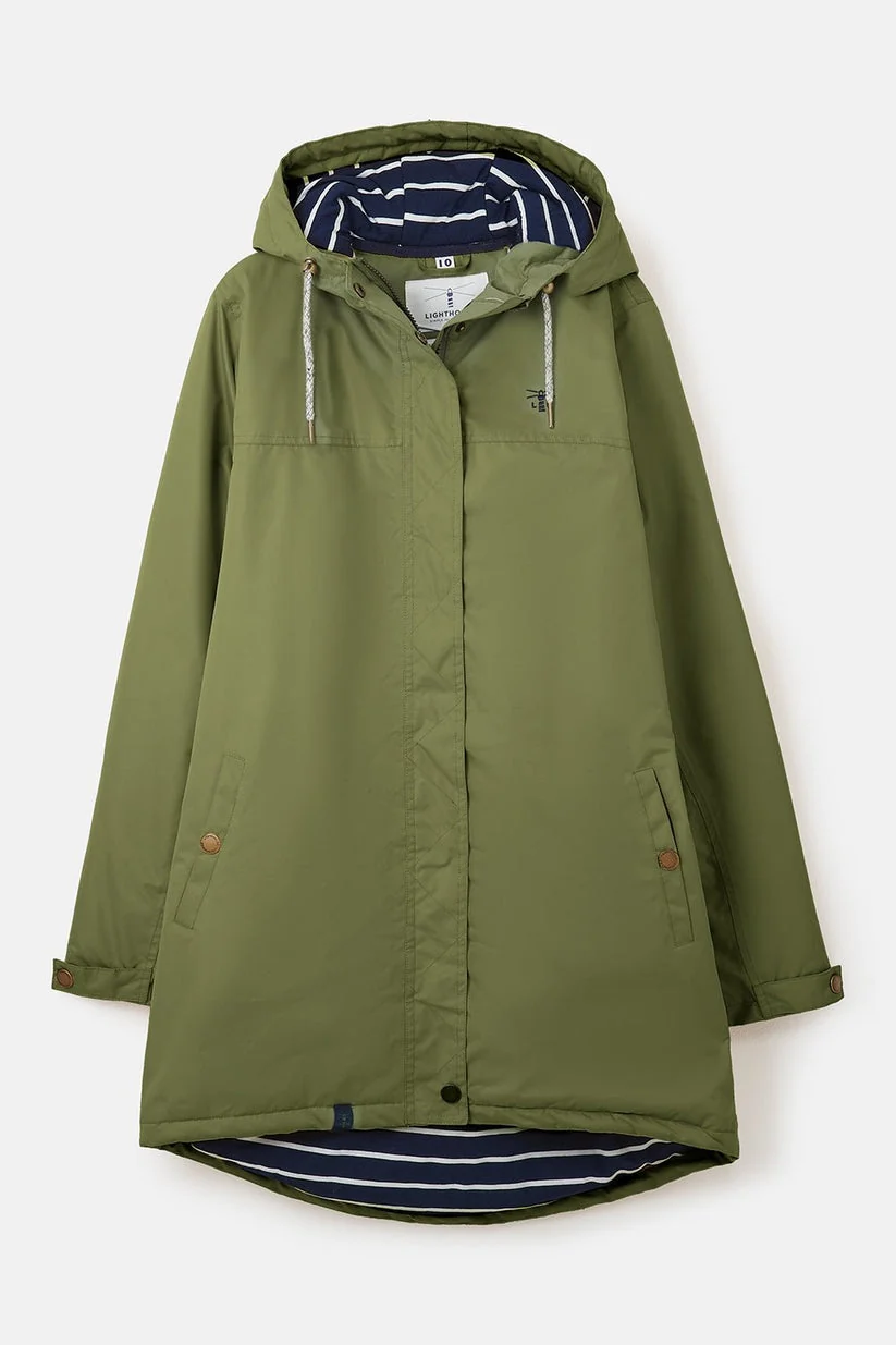 Eva Long Ladies Coat -18-Olive - Image 6