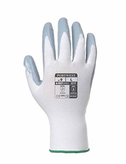 Flexo Grip Nitrile Glove Grey/White Size 10 (XL)
