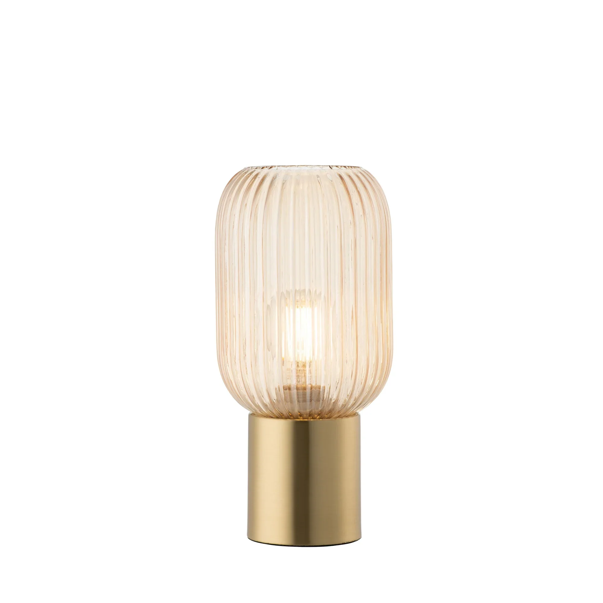 Fluted Glass Table Lamp - Amber (Bulb Included)