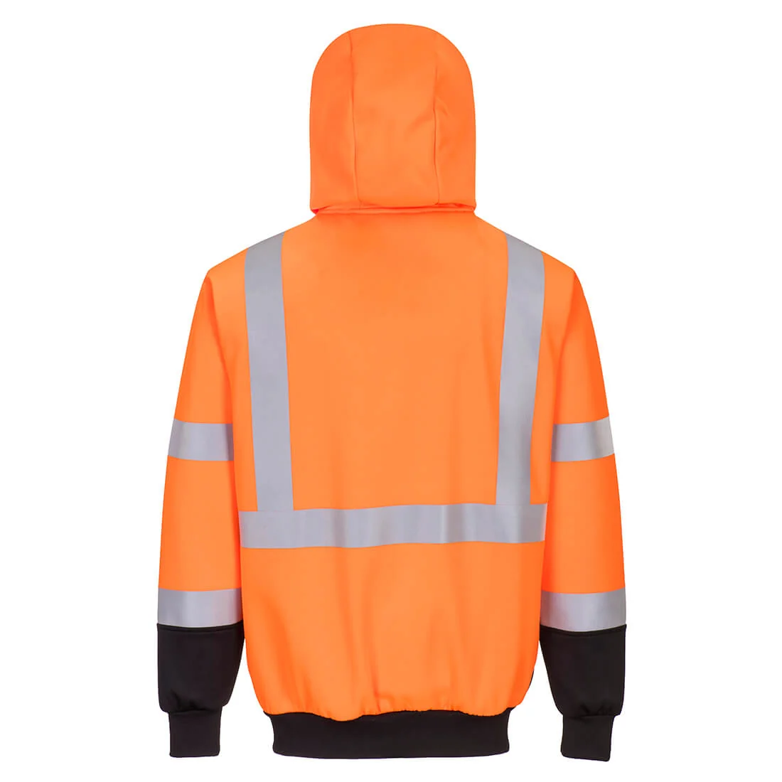 Hi-VIS Contrast Zipped Hoodie Orange - Image 2
