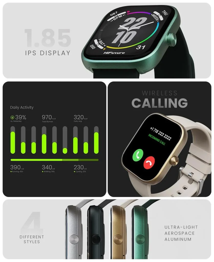 HiFuture Lume Smartwatch Bluetooth Calling Grey - Image 4