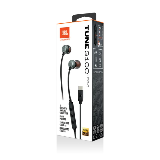 JBL Tune 310C USB-C Wired In-Ear Headphones High Res Black| JBLT310CBLK - Image 8