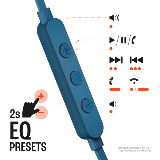 JBL Tune 310C USB-C Wired In-Ear Headphones High Res Blue| JBLT310CBLU - Image 4