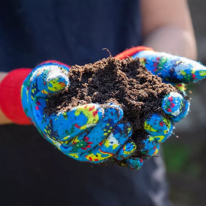 Kent & Stowe Blue Dinosaur Kids Gardening Gloves - Image 3