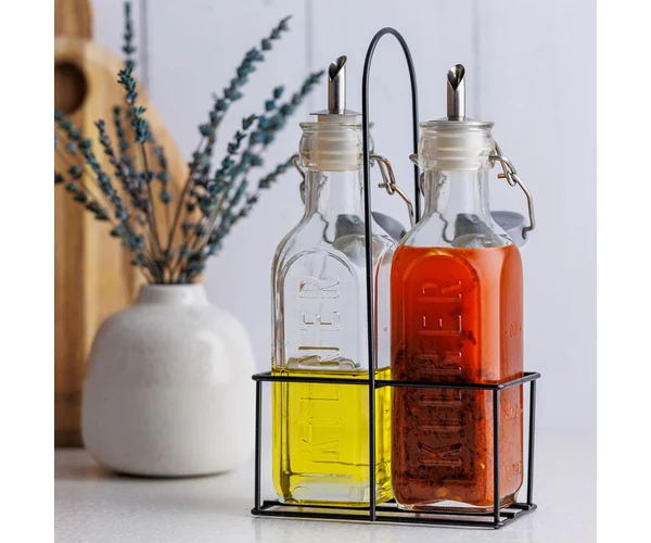 Kilner Set Of 2 Oil Bottles & Metal Rack 0.3 Litre - Image 3