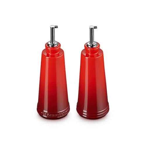 Le Creuset Stoneware Signature Oil and Vinegar Set Cerise - Image 2