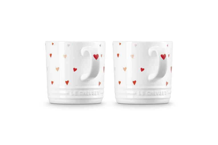 Le Creuset Set 2 Heart Detail Mugs White 350ml - Image 3