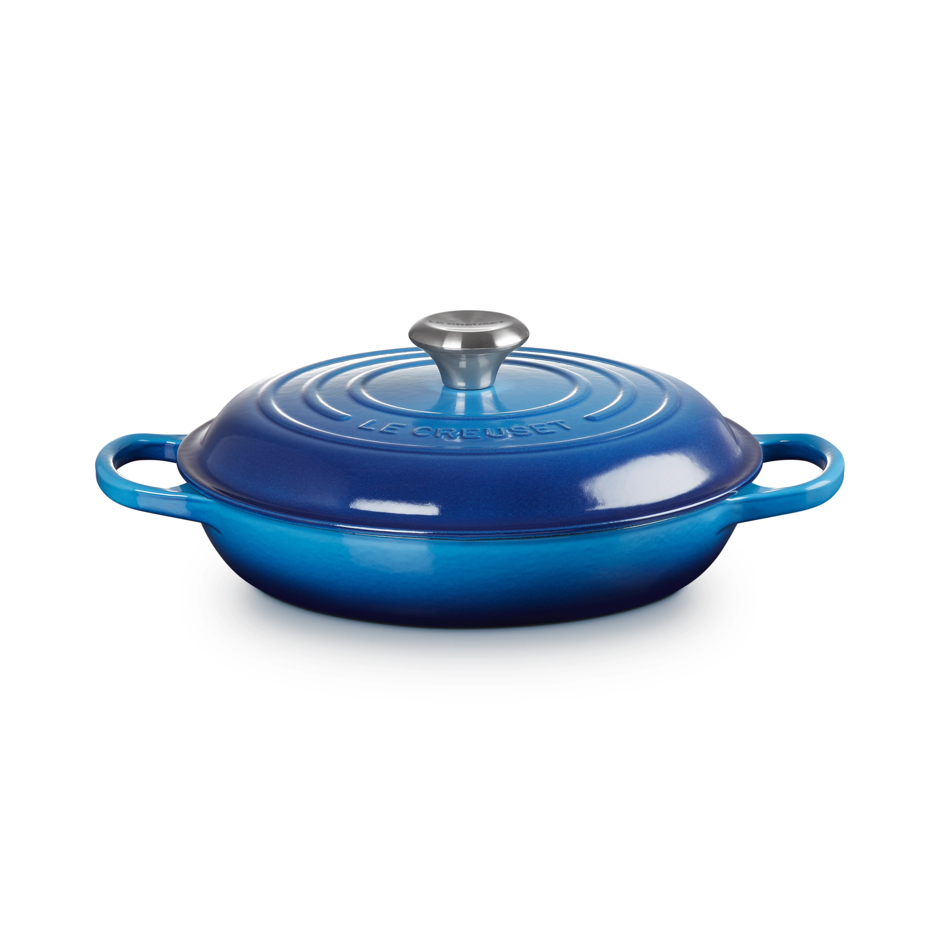 Le Creuset Signature Cast Iron Shallow Casserole 26cm Azure - Image 4