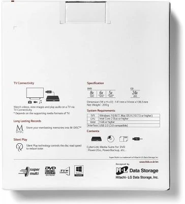 LG External DVD Optical Drive - Silver | 672459 - Image 4