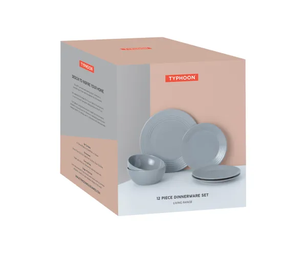 Living Grey 12Pc Set M/O Dinnerset In Giftbox - Image 2