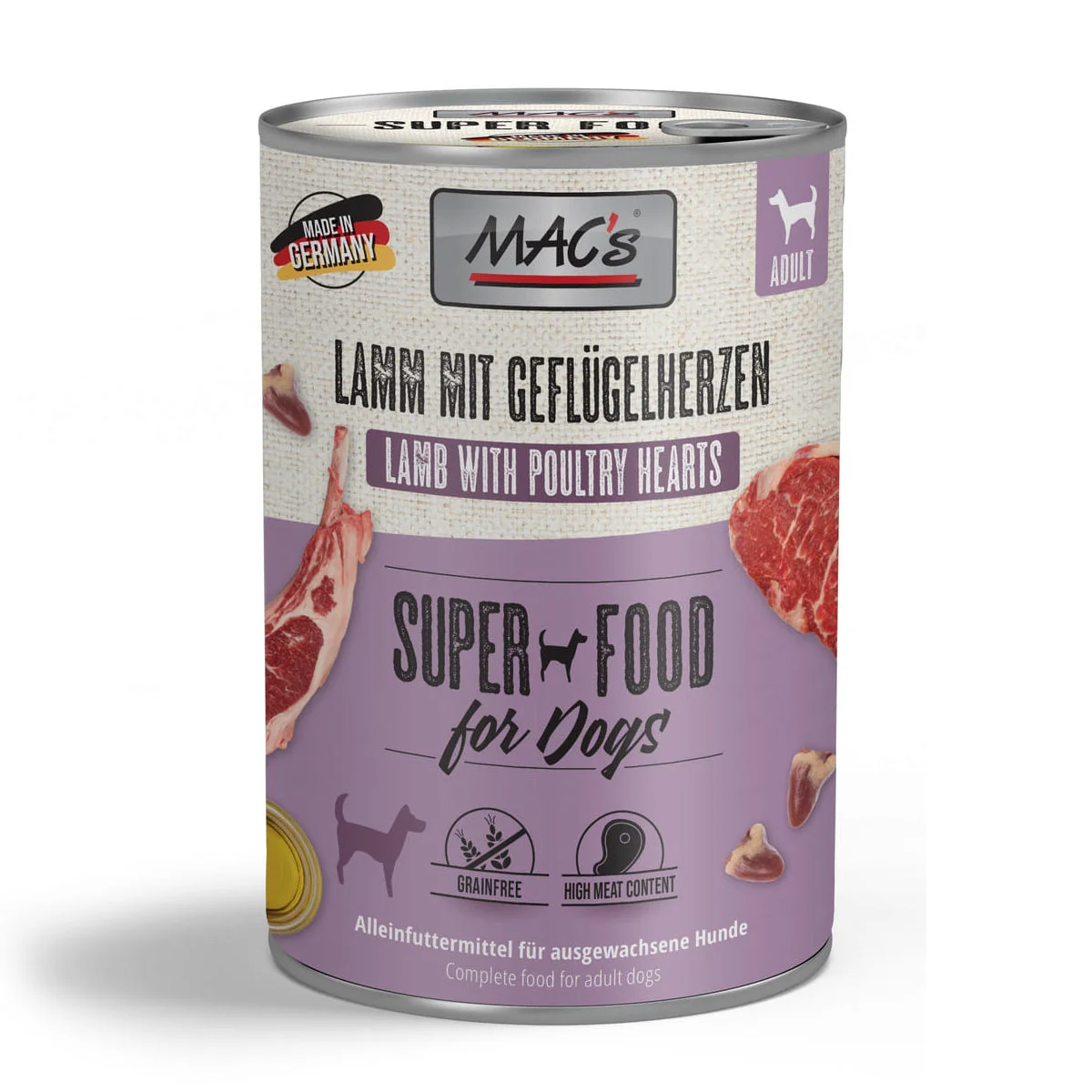 MAC's Dog Tin Food | Lamb & Poultry Hearts | 800g
