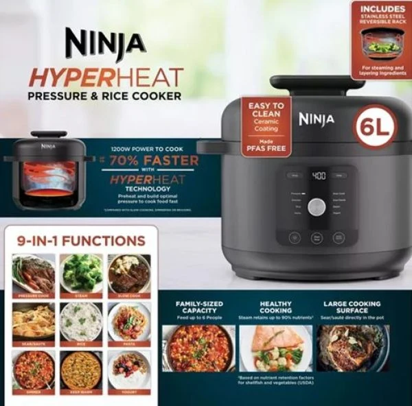 Ninja Hyper Heat 9 in 1 Pressure and Rice Cooker| PC201UK - Image 5