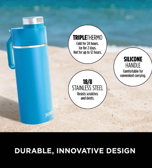 Ninja Thirsti 530ml Travel Bottle in Tropical Blue - Image 5