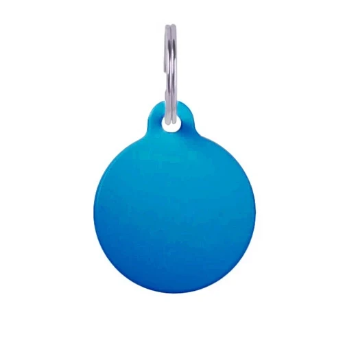 Pet Id Name Tag Circle Blue Engraving