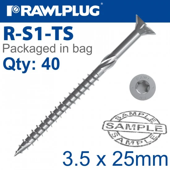 R-TS Hardened chipboard screw TX 3.5 x 25mm zinc plated [BAG OF 40]
