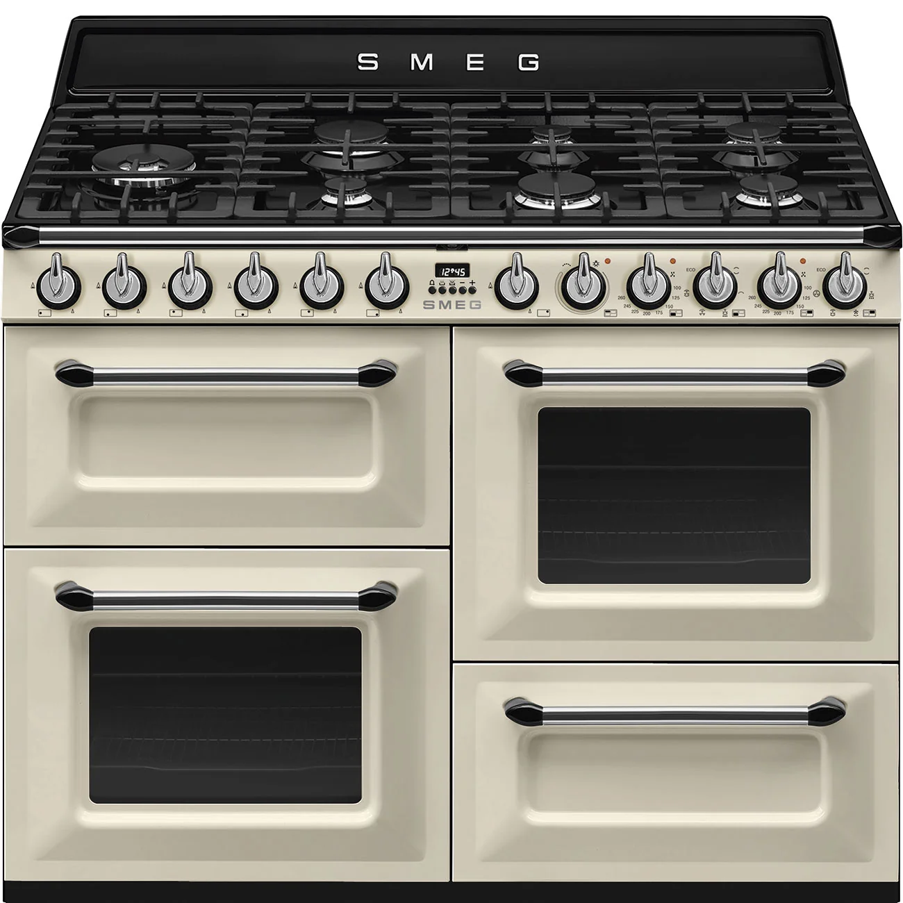 Smeg 110cm Victoria 4 Cavity Dual Fuel Traditional Range Cooker with Side Opening Ovens - Image 4
