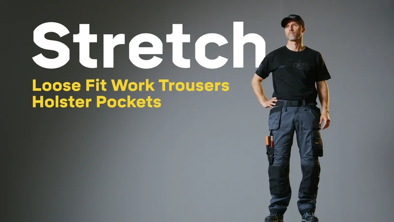 Snickers 6251 Stretch Loose fit Work Trousers Holster Pockets Navy/Black - Image 6
