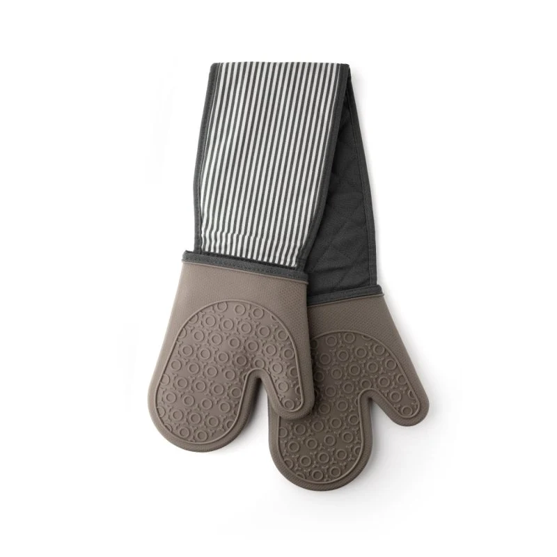 Steamproof Silicone Double Oven Gloves, Grey - Image 3