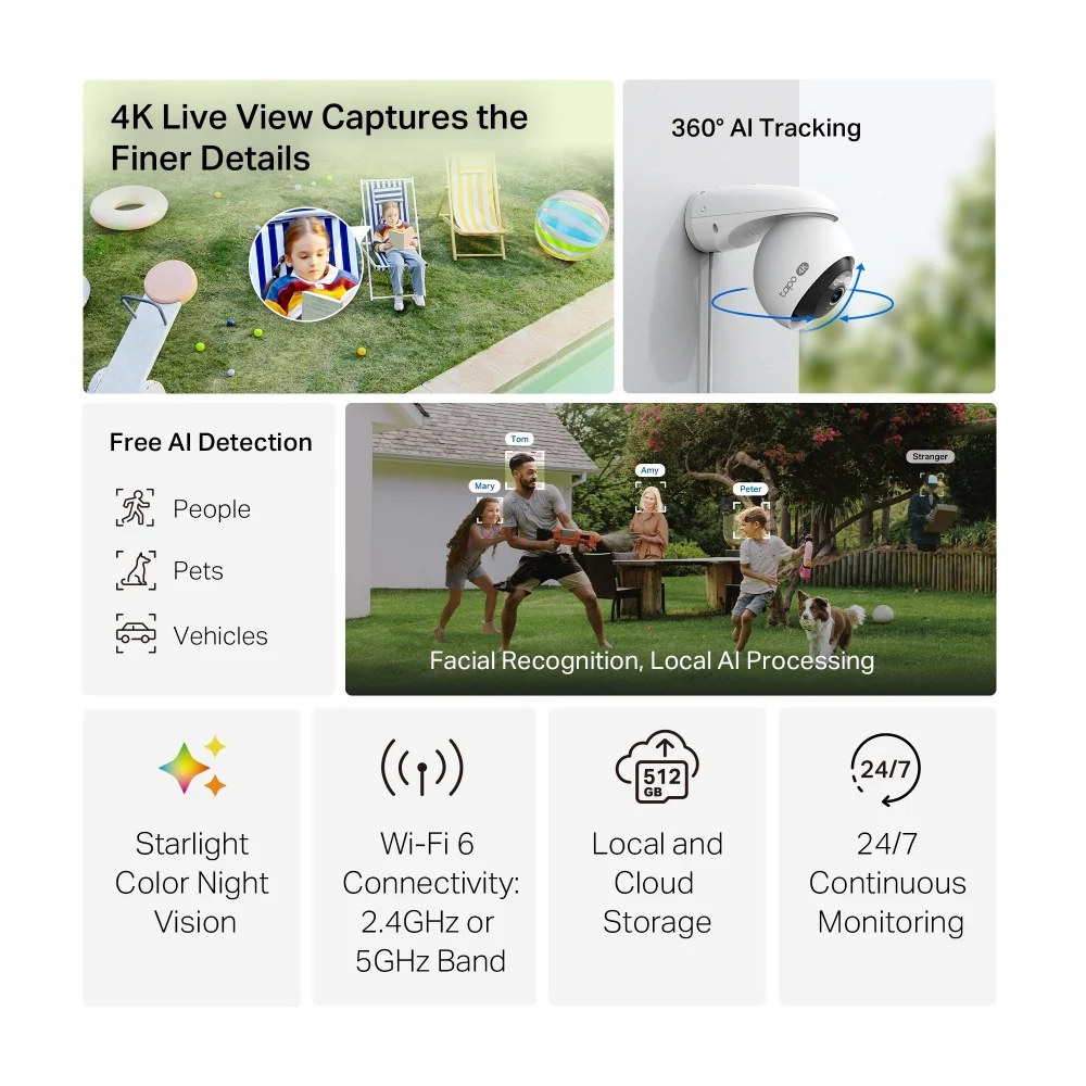 TP-Link Tapo 4K IP66 Pan/Tilt WiFi 6 AI Camera| TPL-TAPO-C560WS - Image 2