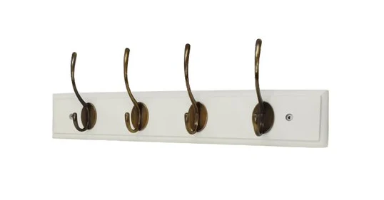 White Prof Board 4 Vic Hooks Satin Brass 460X80X17